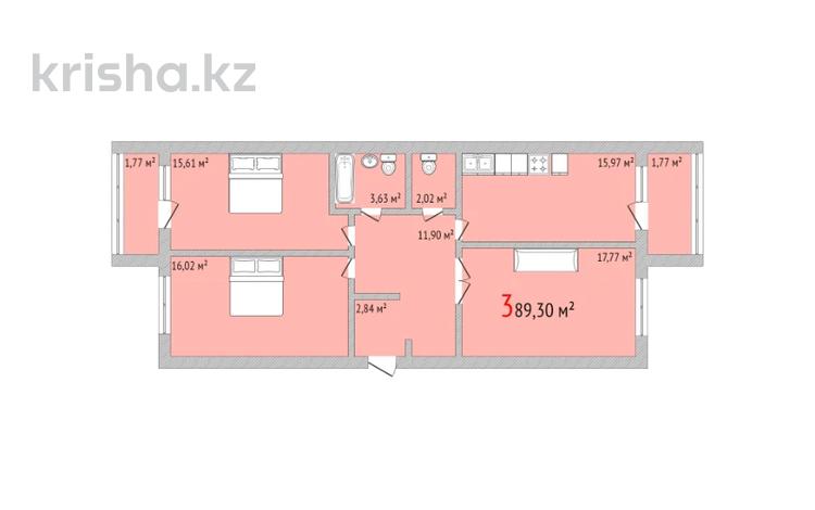 3-комнатная квартира, 89.3 м², 5/5 этаж, Алтынсарина 228Б за ~ 27.6 млн 〒 в Костанае — фото 3