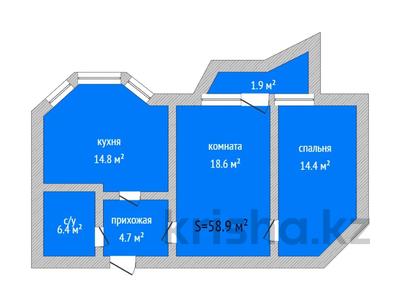 2-бөлмелі пәтер · 60.8 м² · 2/6 қабат, 5 микрорайон 10Б, бағасы: 24 млн 〒 в Костанае