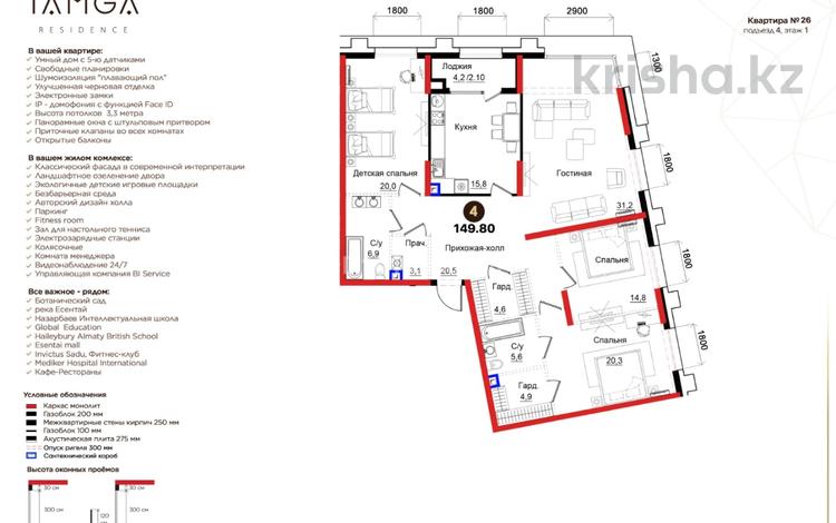4-комнатная квартира · 149.8 м² · 1/3 этаж, Городская 3 за ~ 284.6 млн ₸ в Алматы, Медеуский р-н — фото 2