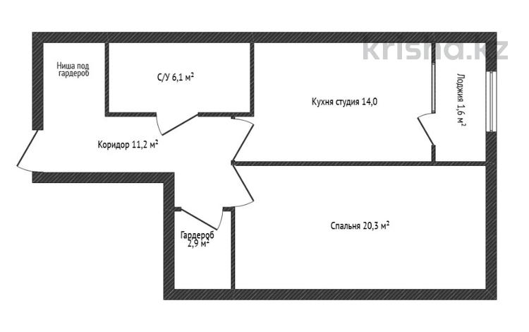 1-бөлмелі пәтер · 56.1 м² · 15/16 қабат, Темирбаева 50, бағасы: 24.5 млн ₸ в Костанае — фото 2