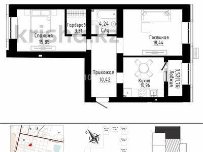 2-бөлмелі пәтер · 65 м² · 5/9 қабат, Таттимбета 3 — Е-15, бағасы: 40 млн ₸ в Астане, Нура р-н