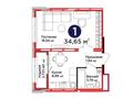 1-комнатная квартира · 34.65 м² · 2/14 этаж, Улы Дала 14 за 23 млн ₸ в Астане, Нура р-н
