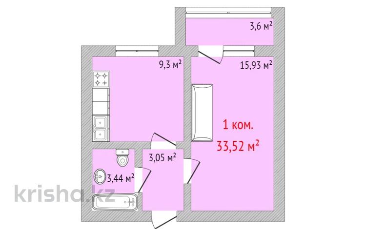 1-комнатная квартира, 39.1 м², 8/9 этаж, Уральская 45А за ~ 12.9 млн 〒 в Костанае — фото 2