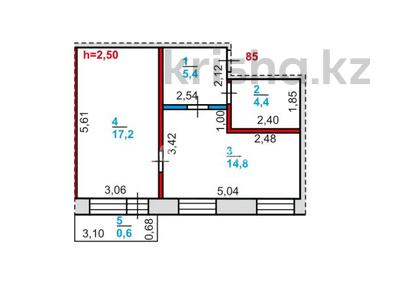 2-бөлмелі пәтер · 42.4 м² · 3/5 қабат, Корчагина 110, бағасы: 15 млн ₸ в Рудном