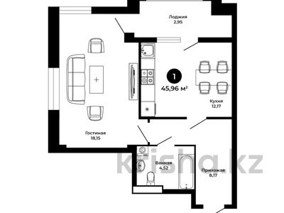 1-комнатная квартира, 49 м², 8/9 этаж, E-10 J за ~ 18.1 млн 〒 в Шымкенте