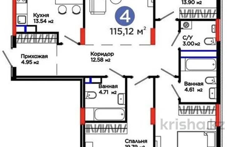 4-комнатная квартира · 115.4 м² · 4/9 этаж, Е 900 8 — Кунаева - Е 900 за 98 млн ₸ в Астане, Нура р-н — фото 59