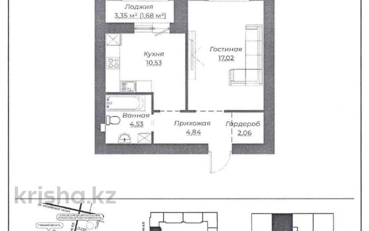 1-комнатная квартира, 42 м², 4/9 этаж, МАНГЕЛИК ЕЛ 7 за 19 млн 〒 в Астане, Алматы р-н — фото 2