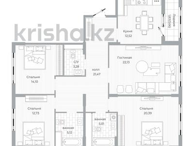4-комнатная квартира · 119 м² · 13/20 этаж, Туран 39/2 за ~ 84 млн ₸ в Астане, Нура р-н