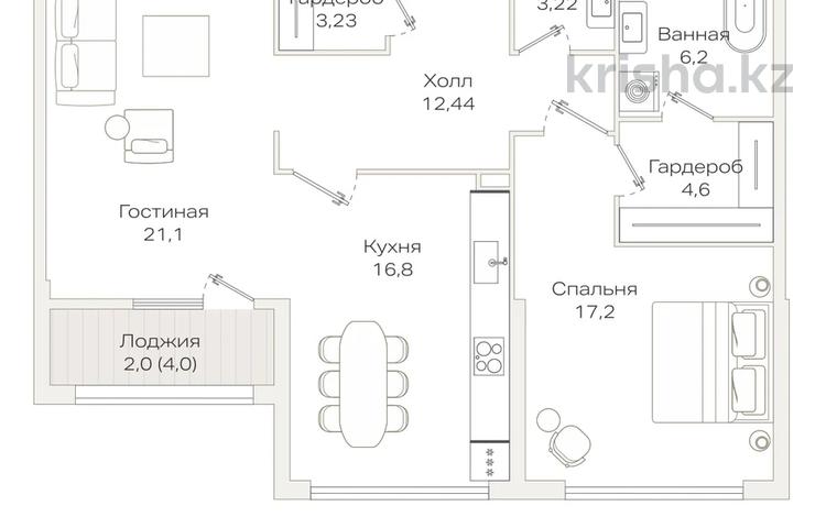 2-комнатная квартира · 86.8 м² · 2/9 этаж, Проспект Аль-Фараби и улица Маркова 77/1 — БЕЗ КОМИССИИ⭐️⭐️ за ~ 128.5 млн ₸ в Алматы, Бостандыкский р-н — фото 2