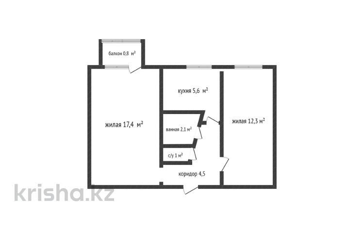 2-комнатная квартира, 44.3 м², 1/5 этаж, 50 лет Октября 47 за 10.5 млн 〒 в Рудном — фото 2