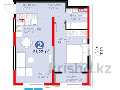 2-комнатная квартира · 51.5 м² · 3/6 этаж, ​Приканальная БАК 99а — ⭐БЕЗ КОМИССИИ⭐ за ~ 47.6 млн ₸ в Алматы, Турксибский р-н