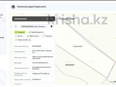 Жер телімі · 27 га, Қонаев, бағасы: 6.2 млн ₸ в Конаеве