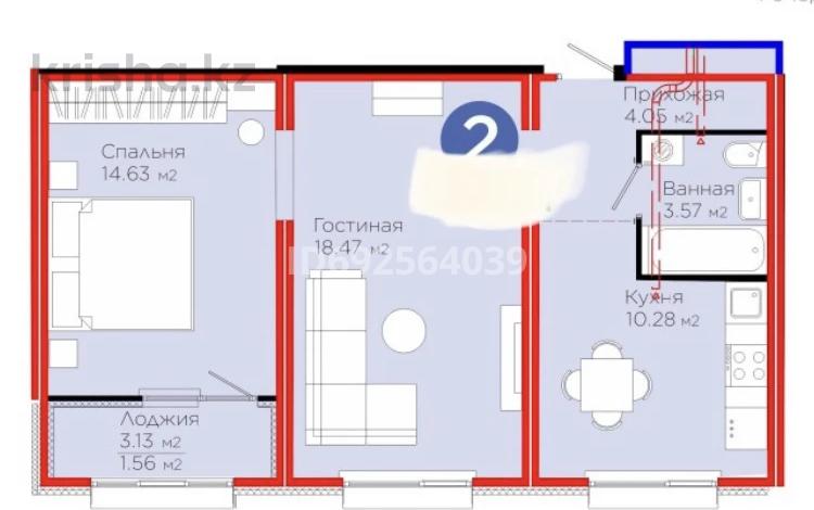 2-комнатная квартира, 54 м², 16/16 этаж, Абикена Бектурова 11 за 30 млн 〒 в Астане, Нура р-н — фото 2