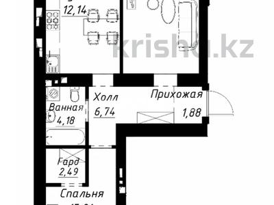 2-бөлмелі пәтер · 64 м² · 5/9 қабат, Айтматова 1 — Айтматова и Е17, бағасы: 39.5 млн ₸ в Астане, Нура р-н