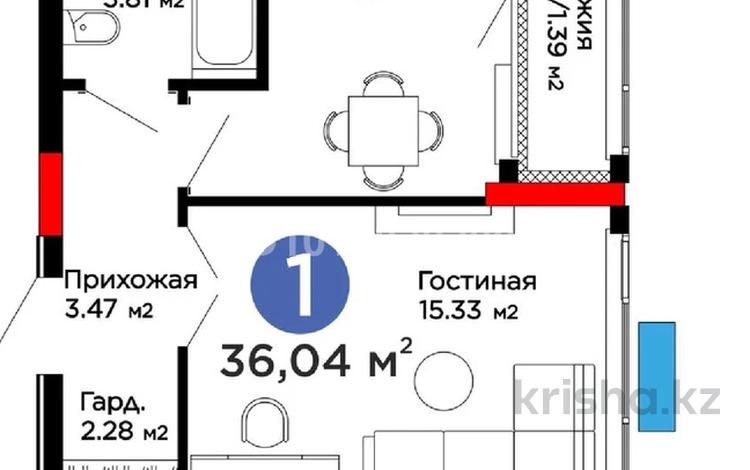 1-бөлмелі пәтер · 36 м² · 8 қабат, Туран 57д, бағасы: 31 млн ₸ в Астане, Нура р-н — фото 2