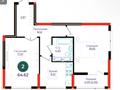 2-бөлмелі пәтер · 64.62 м² · 7/17 қабат, Е 882 13, бағасы: ~ 31.2 млн ₸ в Астане, Нура р-н