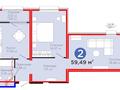2-бөлмелі пәтер · 60 м² · 2/16 қабат, Абикена Бектурова 11/А, бағасы: 38.9 млн ₸ в Астане, Нура р-н — фото 14