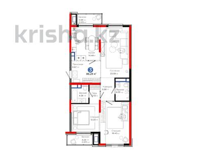 3-бөлмелі пәтер · 98.28 м² · 4/7 қабат, Толеметова 68, бағасы: ~ 85.5 млн 〒 в Шымкенте