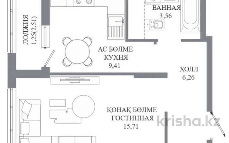 1-комнатная квартира · 36.19 м² · 2/14 этаж, пересечение ул. Калдаякова и ул. Жургенова за ~ 20.5 млн ₸ в Астане, Сарайшык р-н — фото 6