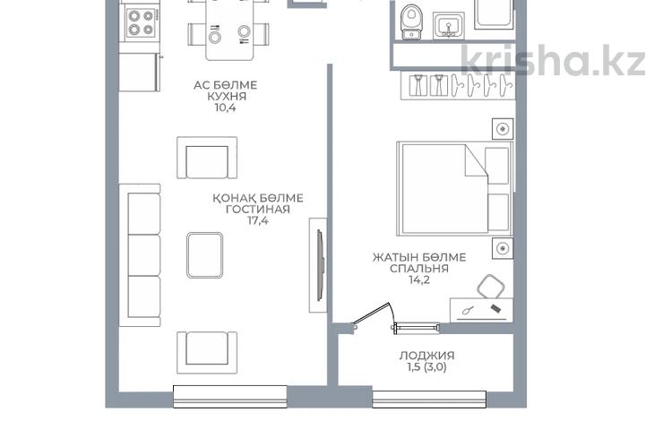 2-комнатная квартира · 51 м² · 9/16 этаж, Сатпаева 90/58 за 43 млн ₸ в Алматы, Бостандыкский р-н — фото 2