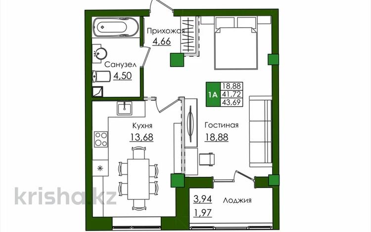 1-бөлмелі пәтер · 43.69 м² · 4/9 қабат, Е-779 32 — Улы Дала, бағасы: 23.8 млн ₸ в Астане, Есильский р-н — фото 8