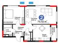 2-комнатная квартира · 73.1 м², Акберен стр. №4/5 за ~ 45.2 млн 〒 в Атырау — фото 3