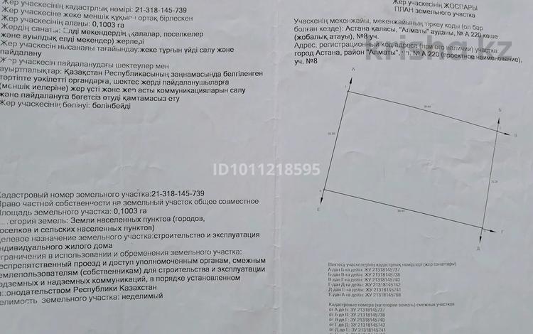 Участок · 10.3 сотки, Ш. Қалдаяқов за 55 млн 〒 в Астане, Сарайшык р-н — фото 6