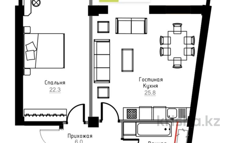 2-комнатная квартира · 70 м² · 7/11 этаж, Жарокова 370 за ~ 76 млн ₸ в Алматы, Бостандыкский р-н — фото 2