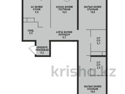 3-бөлмелі пәтер · 88.6 м² · 4/9 қабат, Ботакоз 5 БЕЗ КОМИССИИ, бағасы: ~ 49 млн ₸ в Алматы, Алатауский р-н