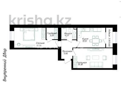 2-бөлмелі пәтер · 65.42 м² · 8 қабат, Мухамедханова 43, бағасы: 31.5 млн ₸ в Астане, Нура р-н