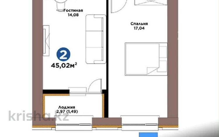 2-комнатная квартира · 45 м² · 6 этаж, Е 101 5 — проспект Туран за 29.5 млн ₸ в Астане, Нура р-н — фото 2