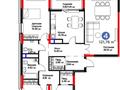 4-комнатная квартира · 122 м² · 12/14 этаж, Бухар Жырау 33 — Бухар Жырау и Касыма Кайсенова за 95 млн ₸ в Астане, Есильский р-н