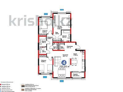 4-комнатная квартира · 134 м² · 4/9 этаж, Байдибек би за ~ 69 млн 〒 в Шымкенте