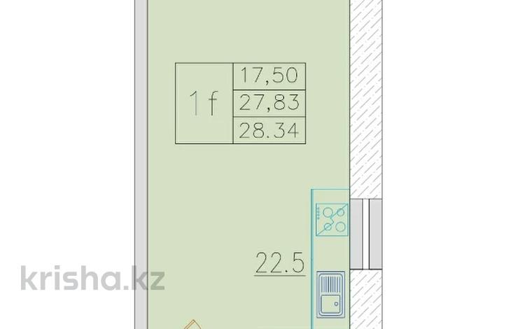 1-бөлмелі пәтер, 28.34 м², 2/16 қабат, Ауэзова 2А, бағасы: 20 млн 〒 в Алматы, Алмалинский р-н — фото 5