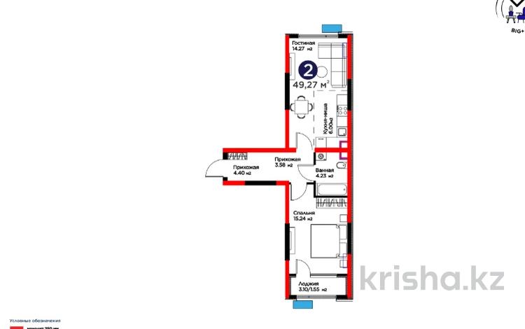 2-комнатная квартира · 50 м² · 1/16 этаж, Туркия за ~ 19.9 млн ₸ в Шымкенте, Абайский р-н — фото 2