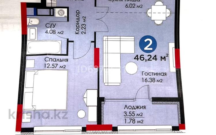 2-бөлмелі пәтер, 46.24 м², 7/17 қабат, Аль-Фараби 11/1, 11/3, бағасы: 29.5 млн 〒 в Астане, Есильский р-н — фото 2