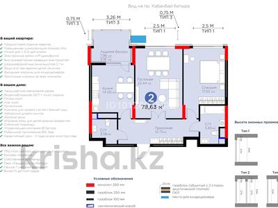 2-бөлмелі пәтер · 80 м² · 17/21 қабат, Динмухамед Конаев, бағасы: 78 млн ₸ в Астане, Есильский р-н