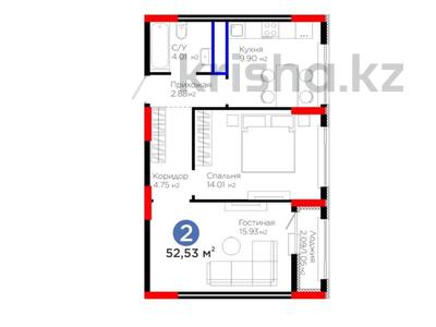 2-комнатная квартира · 53 м² · 16/17 этаж, Е 908 23 за 33 млн 〒 в Астане, Есильский р-н