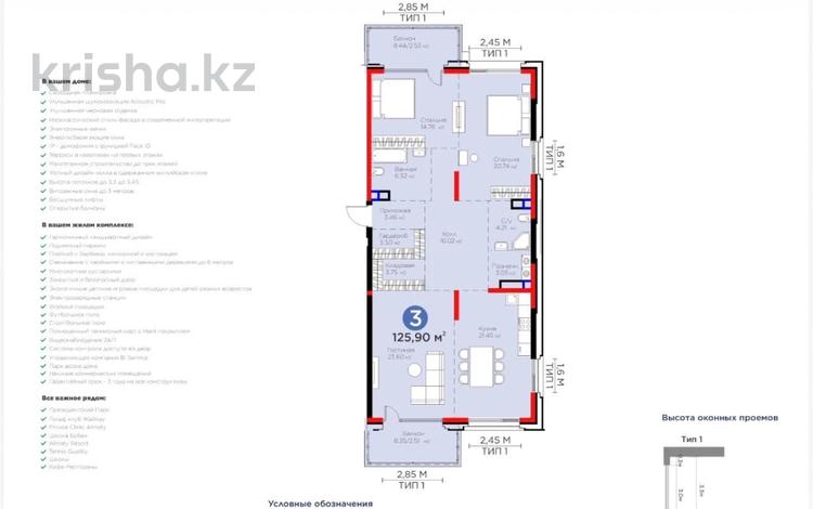 3-комнатная квартира · 126 м² · 3/3 этаж, Култобе — С КЛЮЧАМИ за 183 млн 〒 в Алматы — фото 3