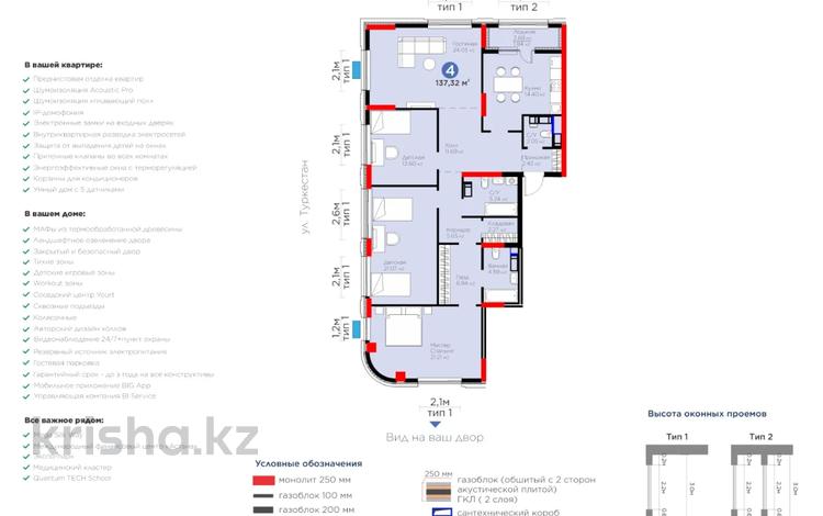 4-комнатная квартира · 138 м² · 19/20 этаж, Турар Рыскулов 9 за 102 млн 〒 в Астане — фото 2