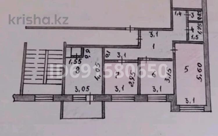 4-комнатная квартира, 78 м², 6/9 этаж, Батыр Баян — Абая за 37 млн 〒 в Петропавловске — фото 2