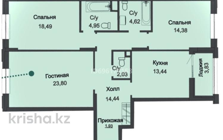 3-комнатная квартира, 100 м², 2/9 этаж, Алихан Бокейхан 16/3, 16/2