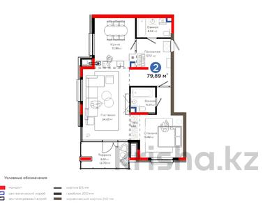 2-комнатная квартира, 79.89 м², 2/6 этаж, Куаныш Толеметова — HYDE PARK SHYMKENT за ~ 79.5 млн 〒 в Шымкенте, Абайский р-н