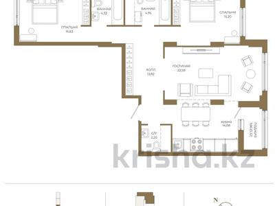 3-комнатная квартира · 96.24 м² · 11/21 этаж, Достык 8/2 — БЕЗ КОМИССИИ за ~ 73.5 млн ₸ в Астане, Есильский р-н