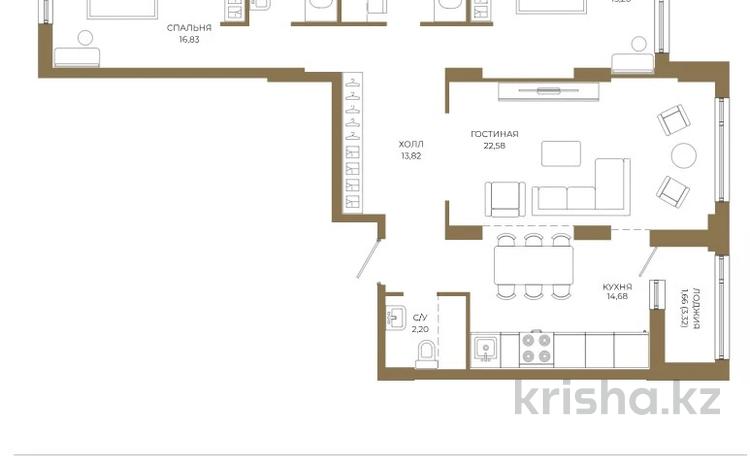 3-комнатная квартира · 96.24 м² · 11/21 этаж, Достык 8/2 — БЕЗ КОМИССИИ за ~ 73.5 млн ₸ в Астане, Есильский р-н — фото 2