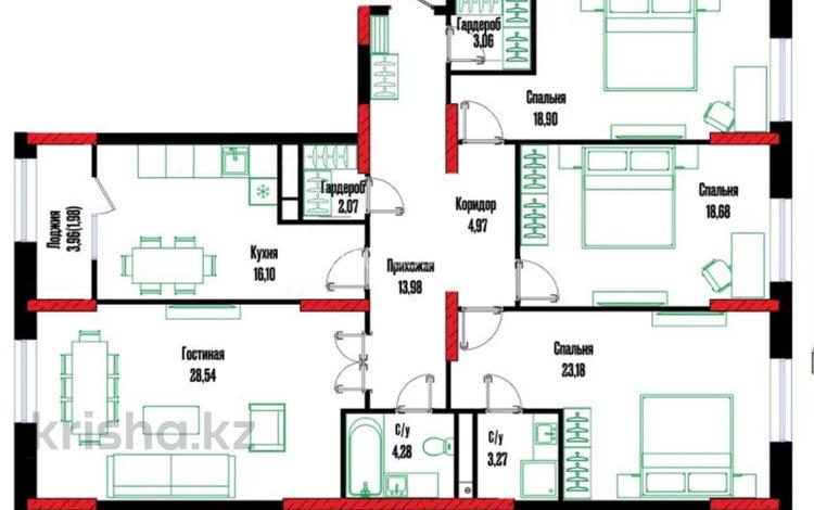 4-комнатная квартира · 140 м² · 7/17 этаж, Бухар жырау 12/3 за 86 млн ₸ в Астане, Есильский р-н — фото 2
