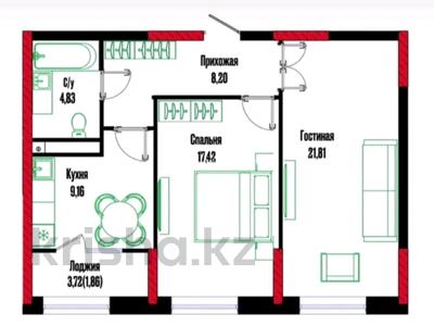 2-комнатная квартира · 65 м² · 13/17 этаж, Бухар жырау 12/2, 12/3 за 41 млн ₸ в Астане, Есильский р-н