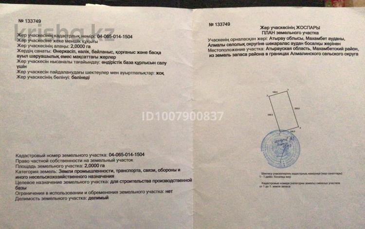 Участок · 2 га, Береке (Память Ильича) — Участок расположен возле поворота на село Береке, вдоль трассы Атырау-Уральск. за 100 млн 〒 — фото 2