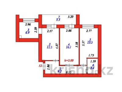 3-комнатная квартира · 64.9 м² · 10/10 этаж, Бокейхана 7 — Пересечение Орынбор - Бокейхана за 55 млн ₸ в Астане, Есильский р-н