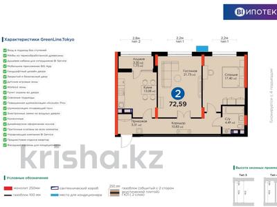 2-комнатная квартира, 72 м², 12/12 этаж, Мухамедханова 1 — ДОМ СДАН за ~ 38.2 млн 〒 в Астане, Нура р-н